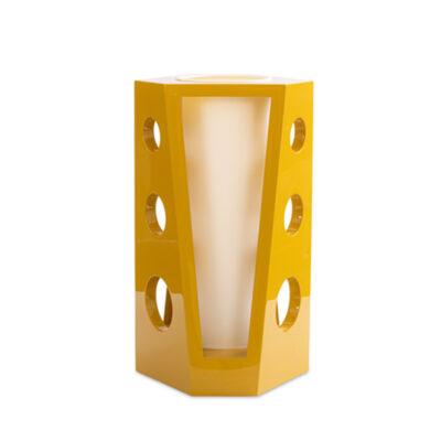 GALILEA lamp in mustard lacquer featuring trapezoidal side panels
